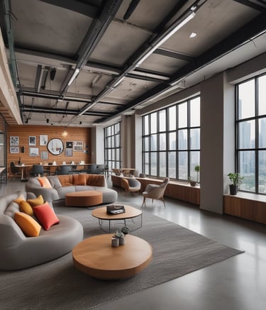 A vibrant restaurant interior showcasing stylish joinery and ambient lighting designed by Eiffel Energy.