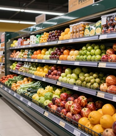 Close-up of fresh meat cuts neatly arranged in a butcher's display.