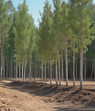 Before and after images of a rehabilitated mine site.