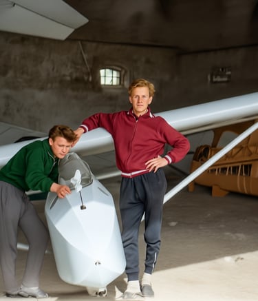Peter beim Segelfliegen um 1960, fertig restauriert