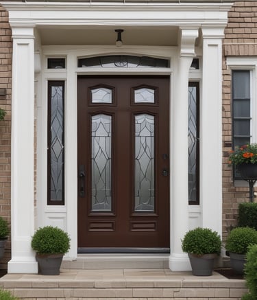 Close-up of a handyman patching drywall in a living room.