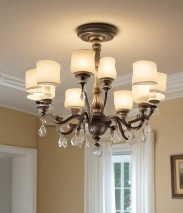 Close-up of a handyman patching drywall in a living room.
