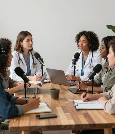 Group of premedical students engaged in a lively workshop on personal statement writing.