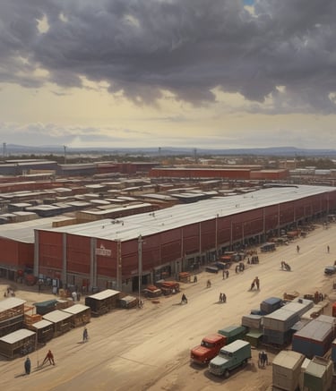 Industrial workers sandblasting a large metal structure outdoors