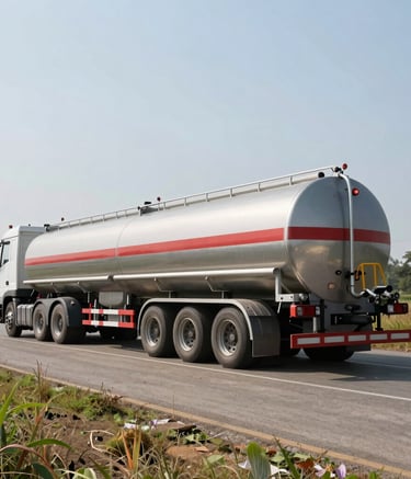 Modern tanker fleet lined up at depot.