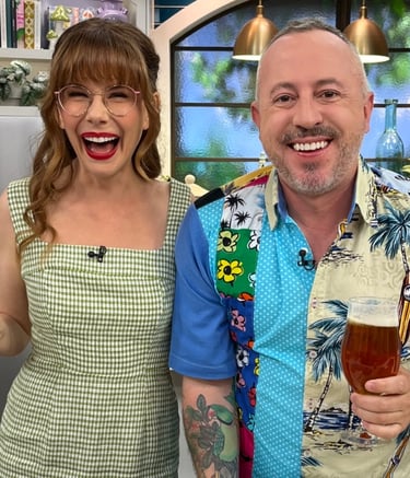 Dan Clapson and Mary Berg on the set of The Good Stuff at the Bell Media building at 299 Queen.