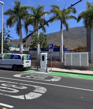 a van parked on the side of a street
