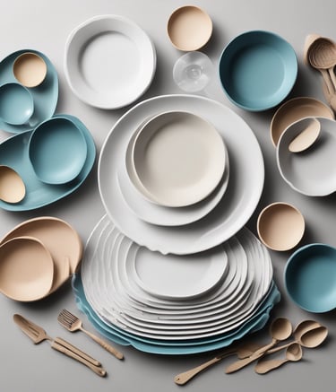 A wide shot of electronics products including headphones and small gadgets in the warehouse.