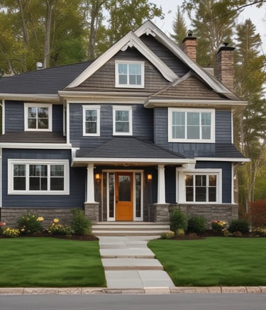 Modern home exterior showcasing sleek siding installation in black and white tones.