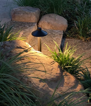 path lighting a stone step