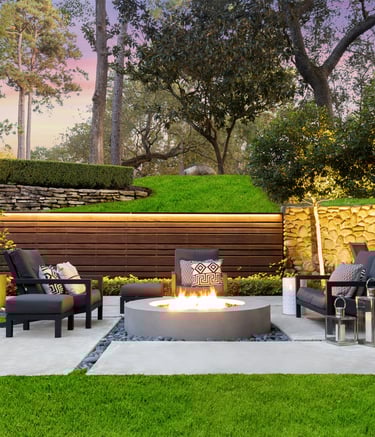 strip lighting and up lighting a cobblestone wall