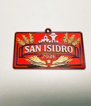Llavero conmemorativo impreso en 3D para las Fiestas de San Isidro 2026