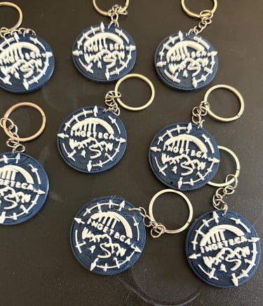 Llaveros personalizados impresos en 3D para Ingeteca Ingenieros