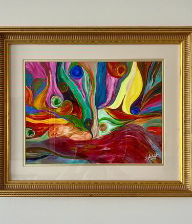 a painting of a colorful abstract painting of chaos