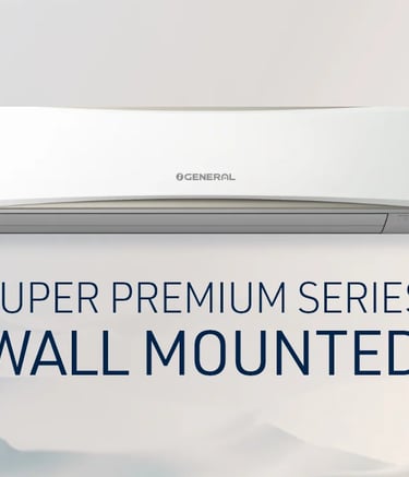 a wall mounted air conditioner with the words super premium series