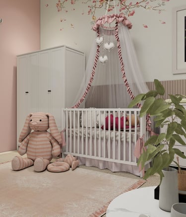 a baby's room with a baby's room with a crib