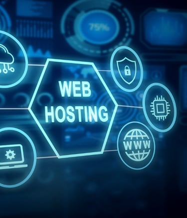 Web Hosting image on blue background
