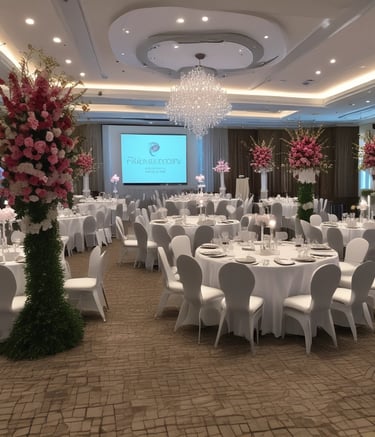An elegant corporate event space with sophisticated decor.