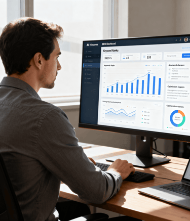 a man sitting at a desk with a laptop and a laptop