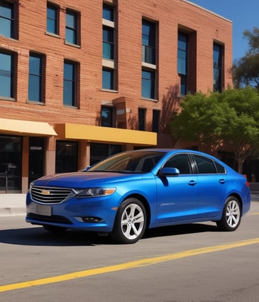 Two vintage cars adorned with colorful maps and signs are parked in front of a wall with a silhouette of a cityscape. The signs on the cars advertise sightseeing tours and indicate the next departure. The area is dimly lit, with an emphasis on the cars' decorative exteriors.