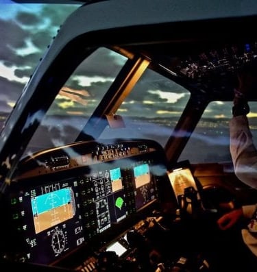 Pilot on runway operating Night Rating