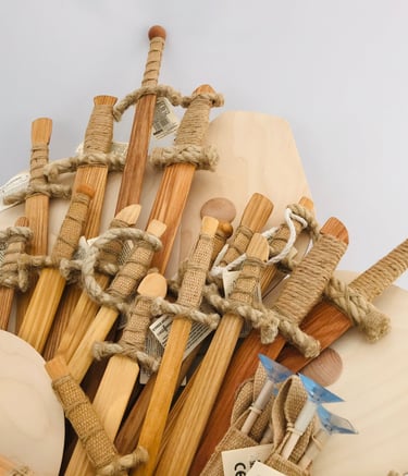 Wooden Swords Shields Bow and Arrows
