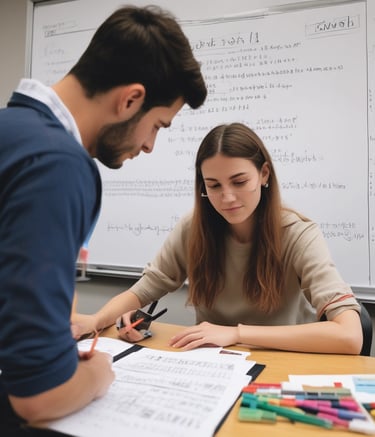 A group of students collaborating on math problems.