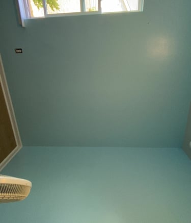 Freshly painted walls with no sign of a hole
