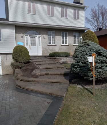 Après réparation de pavé uni