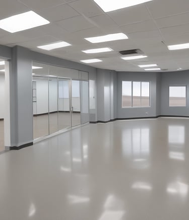 A house is under construction with scaffolding erected around the structure. The building appears to be a residential property being extended or renovated. Materials such as bricks and wooden planks are scattered in the foreground. Several ladders are visible, and the windows of the house have been removed or are in the process of being installed.