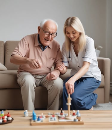 A coastal area features a collection of luxury homes set on a hillside. The houses vary in architectural style and are surrounded by lush greenery and tall palm trees. Below the homes, a marina is visible with several boats docked along the wooden piers extending into deep blue water. The sky above is partly cloudy, creating a relaxed and inviting atmosphere.