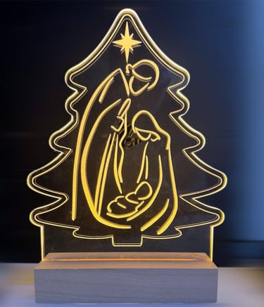 Lampada Led Plexiglass Natività Famiglia