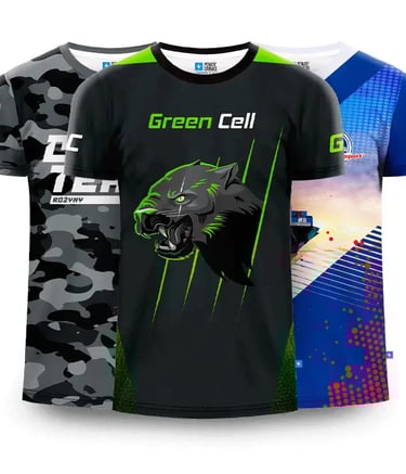 a green and black shirt with a camo print on it