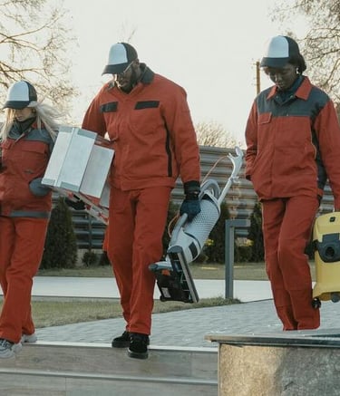 3 commercial cleaning workers