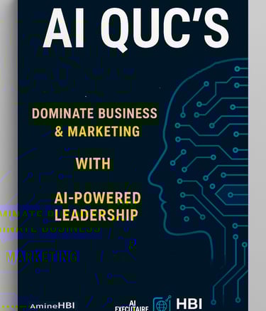 Cover of "AI QUC’s: Leadership Redefined" — an AI-powered business strategy ebook by HBI Ecosystem.