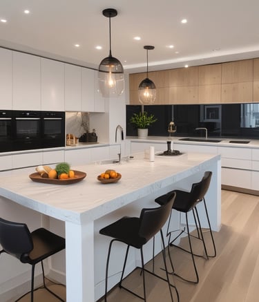 An elegant living space with integrated storage solutions.