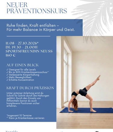 Yoga Präventionskurs Neuss August 2026