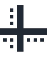 two lines meeting at the lower bottom with dotes outside of it to represent axis