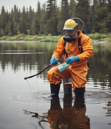 a person in a blue mask and gloves holding a tablet