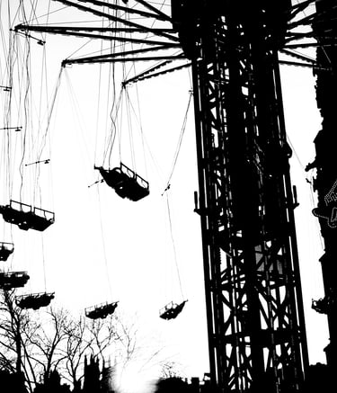 A fairground ride at the Christmas Market, by The Scott Monument, Wast Princes Street Gardens, Edinburgh