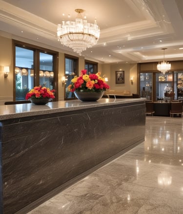 a large, elegant looking reception table with a chandelier