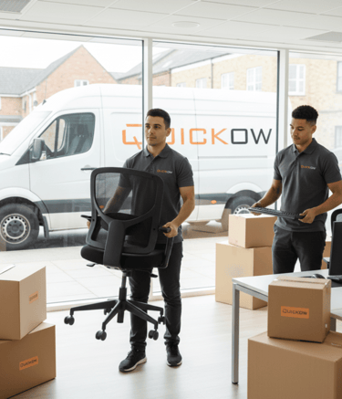 Quickow movers relocating office furniture and equipment in the UK