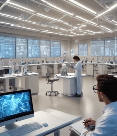 A room with several people seated in folding chairs, attentively facing a presentation area. The environment is professional, likely a seminar or workshop, with 'Product School' illuminated on a wall. Some attendees are taking notes, and a few people are standing, possibly facilitating the event.