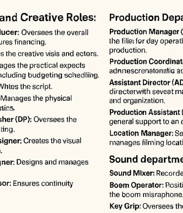 Production staff for film, video, and Live events