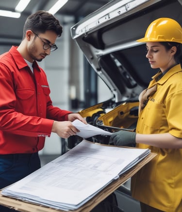 A large cargo ship is prominently displayed with the word 'SHIPPING' painted in bold white letters on its blue hull. The upper section of the ship is stacked with multicolored shipping containers. A person dressed in an orange jacket is in the foreground, partially visible, facing towards the ship.