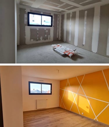 Rénovation de la peinture dans une chambre 