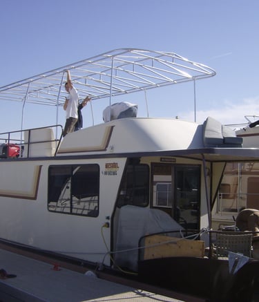 Party Top aluminum frame for houseboat.