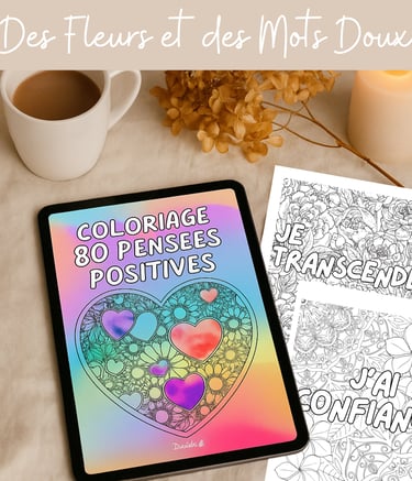 Coloriage 80 pensées positives, un ebook 5 euro à télécharger et à imprimer