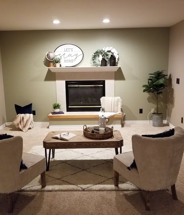 Living room with fireplace