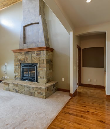 Living room and fireplace